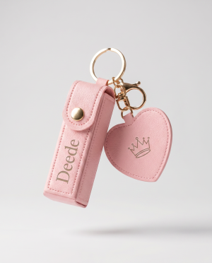Personalized Leather Heart Keychain
