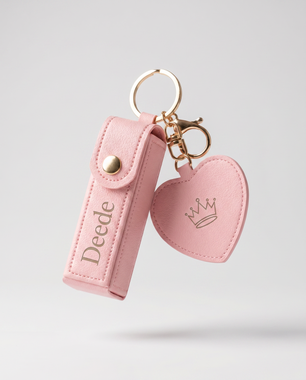 Personalized Leather Heart Keychain